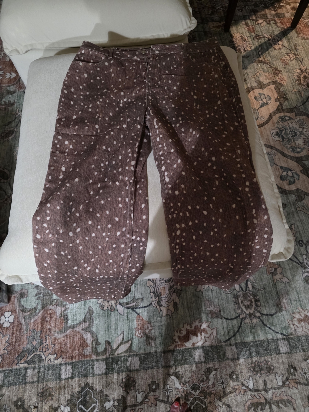 NWT PrettyLittleThing Brown Polka Dot Wide Leg Jeans - Picture 2 of 4
